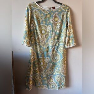 GIORGIO’S PALM BEACH Silk Paisley Long-sleeve Mini Print Dress M